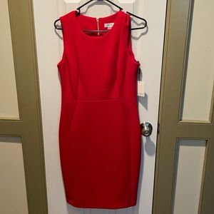 NEW Never Worn Calvin Klein Red Fitted Dress